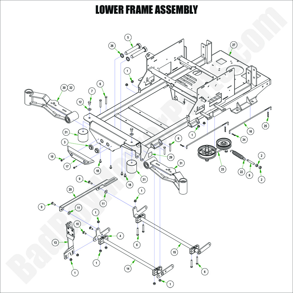 3347 - Bad Boy Mower Parts Lookup > 2024 > Maverick > Lower Frame Assembly